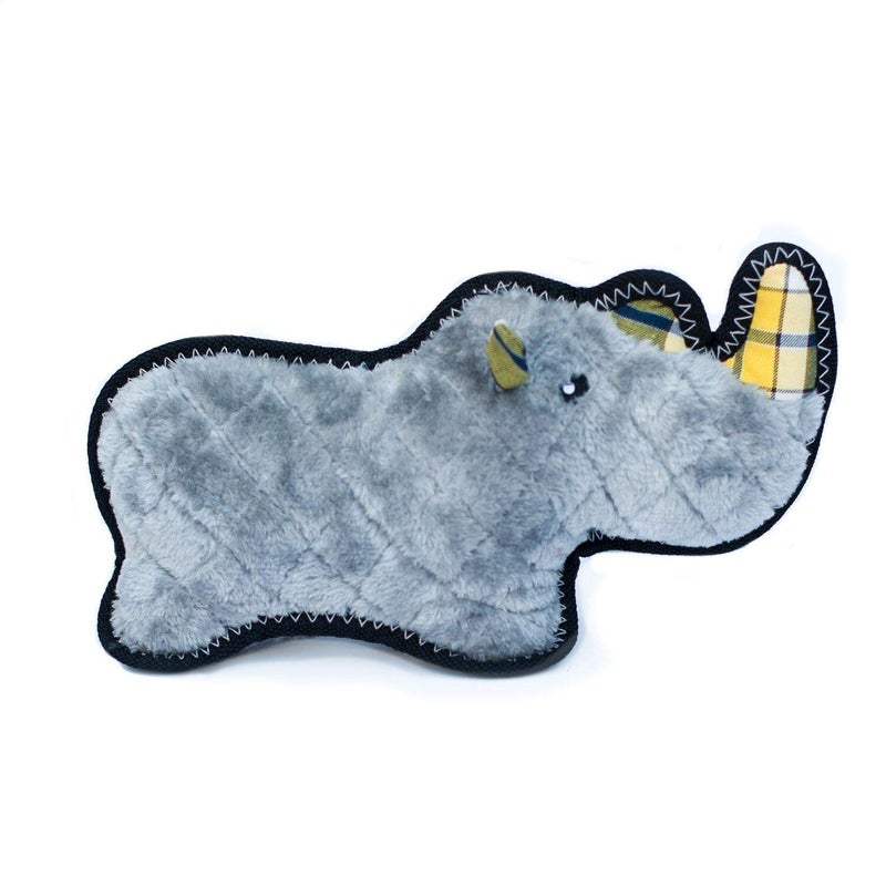 ZippyPaws Zippy Paws - Z-Stitch Grunterz Durable Stuffed Squeaky Dog Toy - Ronny the Rhino - Image 2